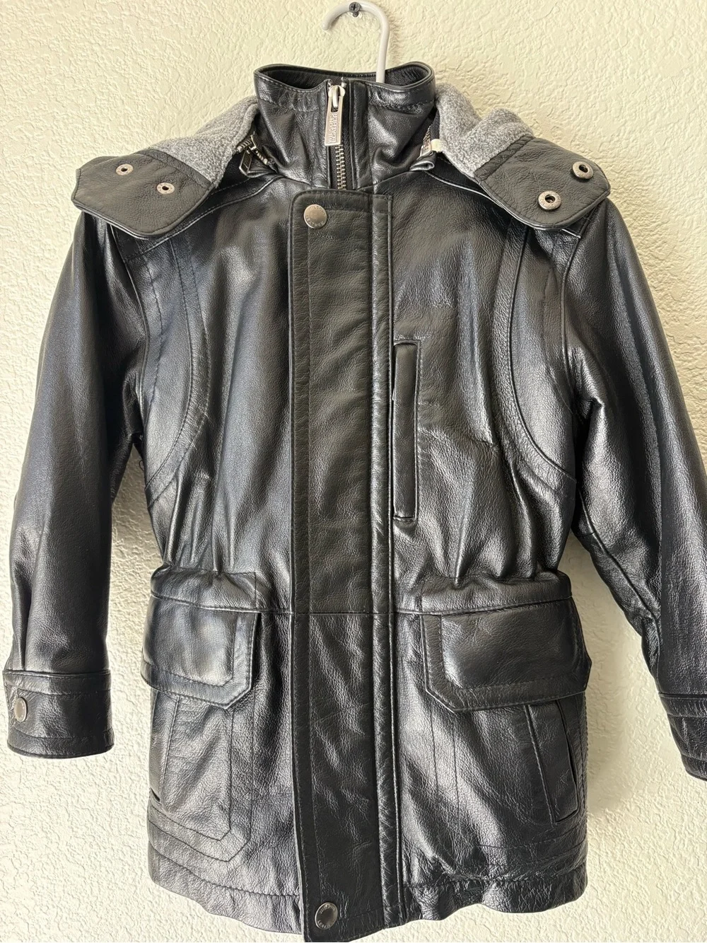 Wilsons Leather kids jackets with detachable hood